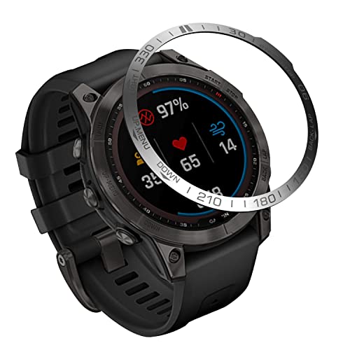 AMSOH Metallgehäuserahmen für Garmin Fenix7 7X 7 Smartwatch, Lünette, Stahl, Tachymeter-Gehäuse, Ring, selbstklebende Abdeckung, kratzfester Schutzring (Farbe: C, Größe: für Fenix 7S) von AMSOH