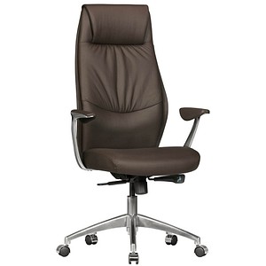 AMSTYLE XXL Chefsessel, SPM1.146 Leder braun, Gestell silber von AMSTYLE