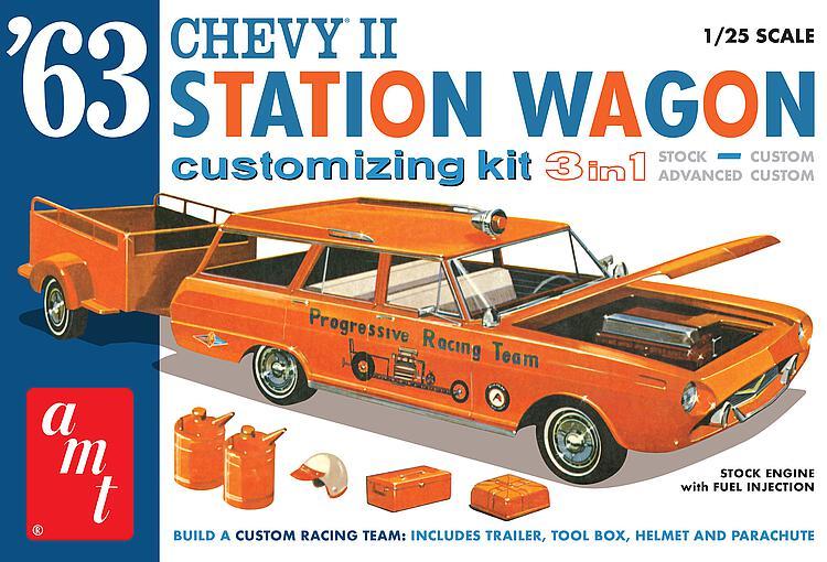 1963 Chevy II Station Wagon mit Anhänger von AMT/MPC