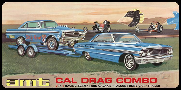 Cal Drag Combo 1964 Galaxie, AWB Falcon & Trailer von AMT/MPC