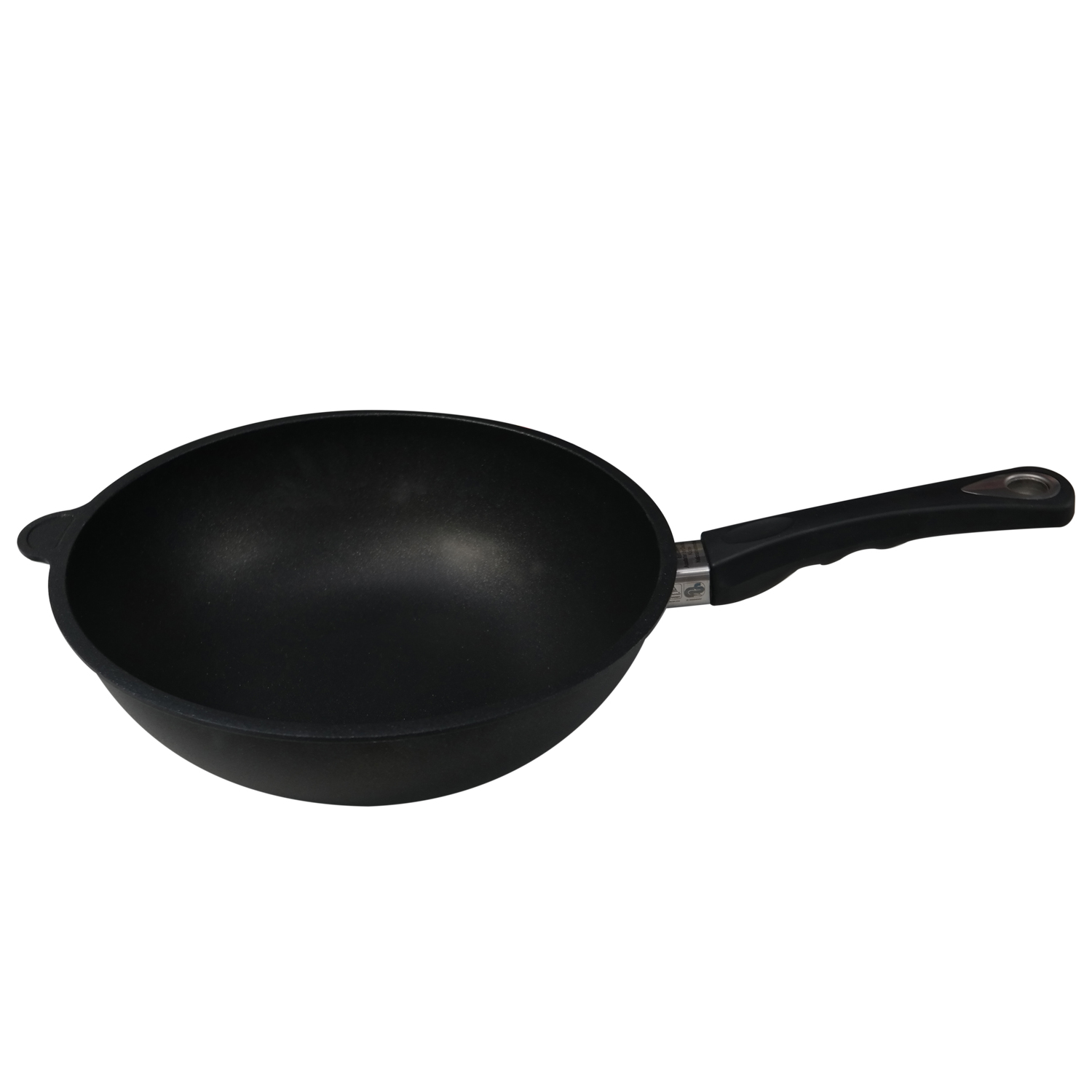 AMT Gastroguss Wok, 1128S, Ø 28 cm, 11 cm hoch mit Stiel, Aluguss grau von AMT