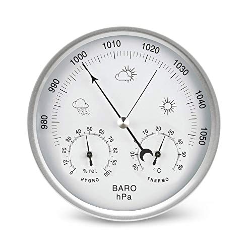 AMTAST Zifferblatt Typ Wetterstation analog 3 in 1 Barometer Thermometer Hygrometer 132mm Durchmesser Barometer analog Wetterstation für innen und außen (AW007 Metrisches System) von AMTAST