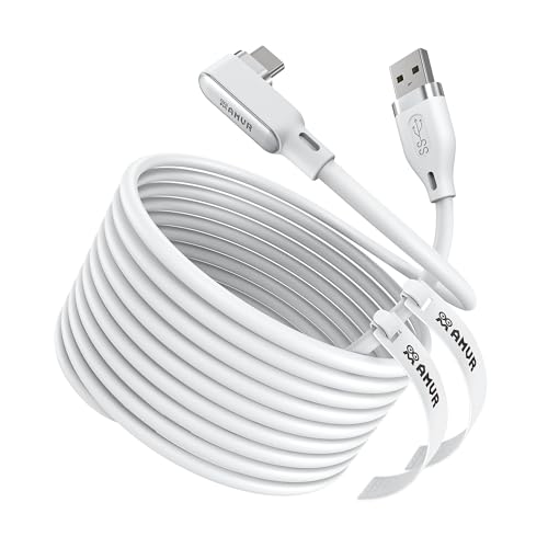 AMVR Link Kabel 16 FT kompatibel mit Oculus/Meta Quest 3/Meta Quest 3S, Quest2/Pro/Pico 4/Ultra Zubehör und PC/SteamVR, High Speed PC Datenübertragung, USB 3.0 zu USB Kabel für VR Headset von AMVR
