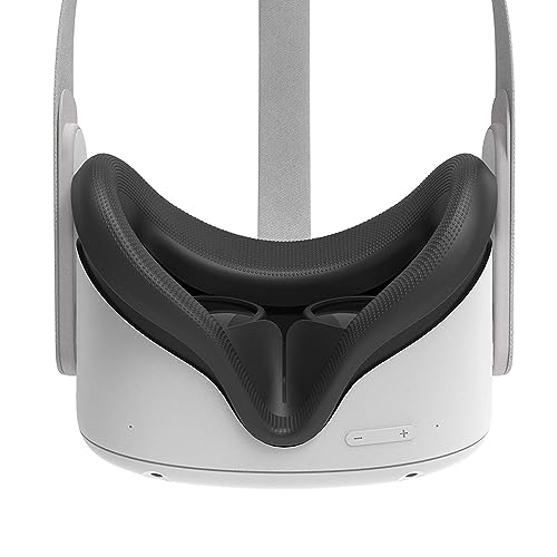 AMVR VR Silikon-Gesichtsbedeckung für Quest 2 Headset, schweißfest wasserdichtes Anti-Schmutz-Ersatzkissen Pads Zubehör (Black) von AMVR