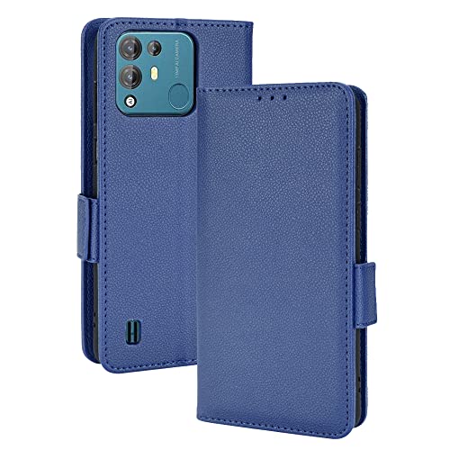 AMWEI Hülle für BlackView A55 Pro Hülle, Premium TPU/PU Leder Klappbar Tasche Schutzhülle Handyhülle mit Standfunktion & Kartensteckplätzen, Hellblau von AMWEI