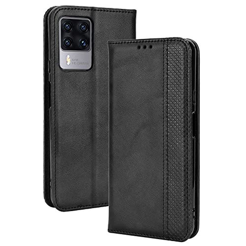 AMWEI Hülle für Cubot X50, Premium TPU/PU Leder Klappbar Schutzhülle Tasche Handyhülle mit Standfunktion & Kartensteckplätzen, Schwarz von AMWEI