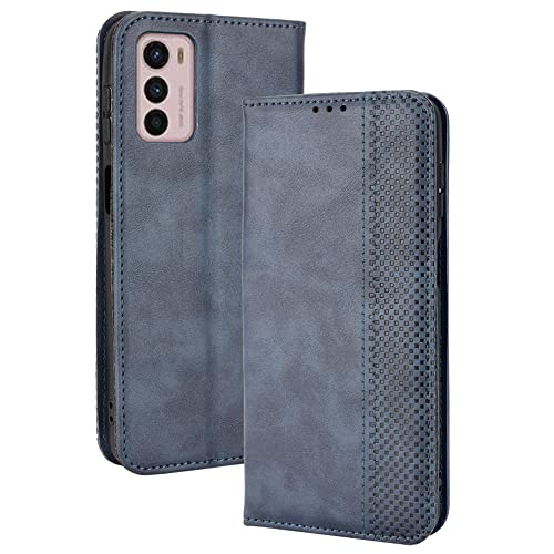 AMWEI Hülle für Motorola Moto G42, Premium TPU/PU Leder Klappbar Schutzhülle Tasche Handyhülle mit Standfunktion & Kartensteckplätzen, Blau von AMWEI