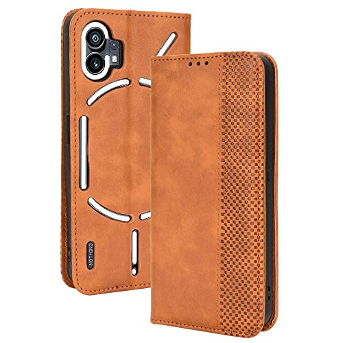 AMWEI Hülle für Nothing Phone (1), Premium TPU/PU Leder Klappbar Schutzhülle Tasche Handyhülle mit Standfunktion & Kartensteckplätzen, Brown von AMWEI