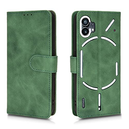 AMWEI Hülle für Nothing Phone (1), Premium TPU/PU Leder Klappbar Schutzhülle Tasche Handyhülle mit Standfunktion & Kartensteckplätzen, Grün von AMWEI