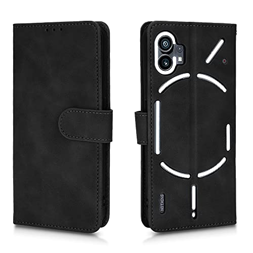 AMWEI Hülle für Nothing Phone (1), Premium TPU/PU Leder Klappbar Schutzhülle Tasche Handyhülle mit Standfunktion & Kartensteckplätzen, Schwarz von AMWEI