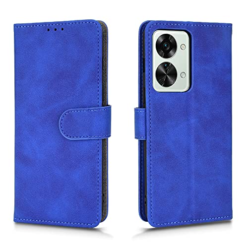 AMWEI Hülle für OnePlus Nord 2T, Premium TPU/PU Leder Klappbar Schutzhülle Tasche Handyhülle mit Standfunktion & Kartensteckplätzen, Blau von AMWEI