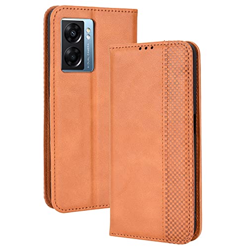 AMWEI Hülle für Oppo A77 5G, Premium TPU/PU Leder Klappbar Schutzhülle Tasche Handyhülle mit Standfunktion & Kartensteckplätzen, Brown von AMWEI