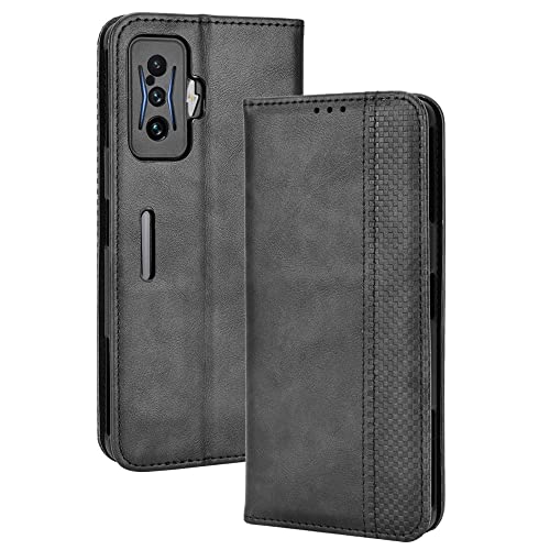 AMWEI Hülle für Xiaomi Poco F4 GT, Premium TPU/PU Leder Klappbar Schutzhülle Tasche Handyhülle mit Standfunktion & Kartensteckplätzen, Schwarz von AMWEI