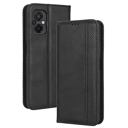 AMWEI Hülle für Xiaomi Poco M5 4G (6.58"), Premium TPU/PU Leder Klappbar Schutzhülle Tasche Handyhülle mit Standfunktion & Kartensteckplätzen, Schwarz von AMWEI