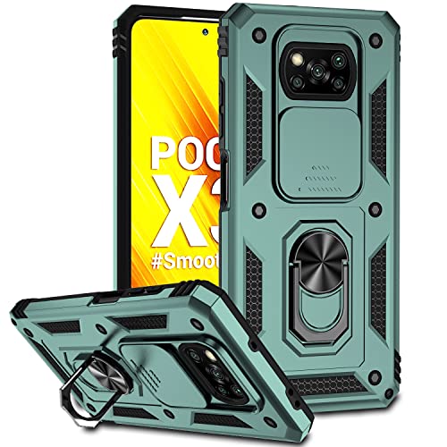 AMWEI Hülle für Xiaomi Poco X3 NFC/Poco X3 Pro, TPU/PC Stoßfest Silikon Bumper Schutzhülle Handyhülle mit 360 ° Drehung Fingerring Stände Und Kameraschutzrutsche, Grün AMWEI Hülle für Xiaomi Poco X3 NFC/Poco X3 Pro, TPU/PC Stoßfest Silikon Bumper Schutzhülle Handyhülle mit 360 ° Drehung Fingerring Stände Und Kameraschutzrutsche, Grün von AMWEI