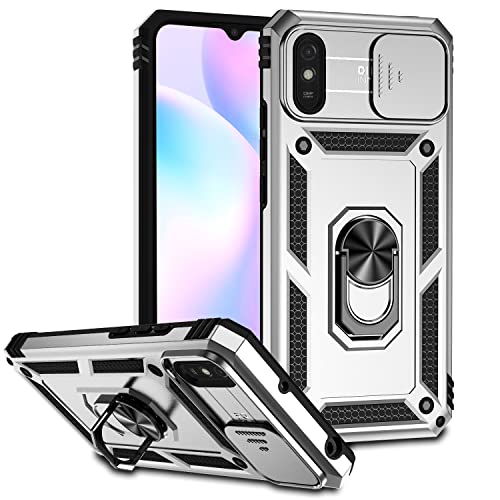 AMWEI Hülle für Xiaomi Redmi 9AT / 9A, TPU/PC Stoßfest Silikon Bumper Schutzhülle Handyhülle mit 360 ° Drehung Fingerring Stände Und Kameraschutzrutsche, Splitter von AMWEI