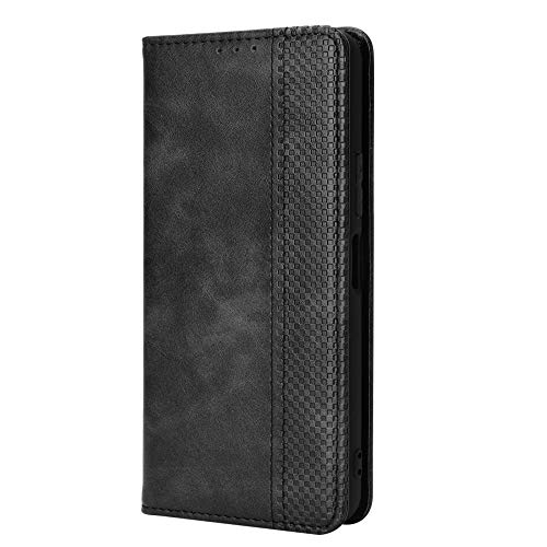 AMWEI Hülle für ZTE Blade A72, Premium TPU/PU Leder Klappbar Schutzhülle Tasche Handyhülle mit Standfunktion & Kartensteckplätzen, Schwarz von AMWEI