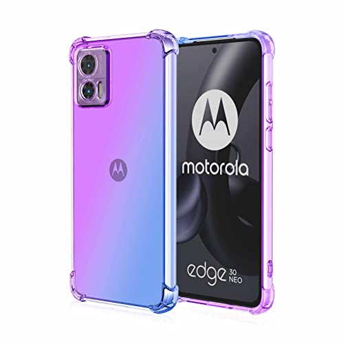 AMWEI Silikon Hülle für Motorola Moto Edge 30 neo/Edge 30 Lite Case, Handyhülle Transparent Dünne Weiche Gradient TPU Soft Stoßfest Durchsichtige Schutzhülle Cover Bumper (Lila Blau) von AMWEI