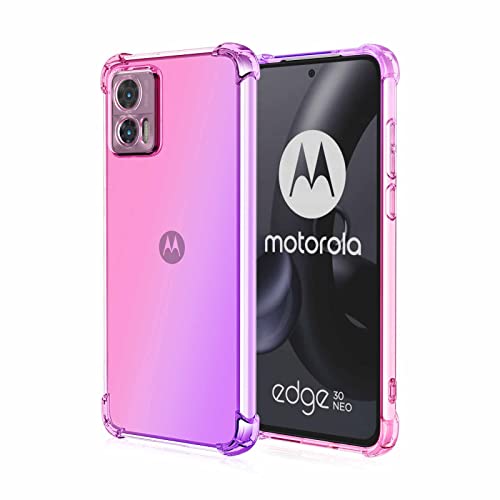 AMWEI Silikon Hülle für Motorola Moto Edge 30 neo/Edge 30 Lite Case, Handyhülle Transparent Dünne Weiche Gradient TPU Soft Stoßfest Durchsichtige Schutzhülle Cover Bumper (Pink Lila) von AMWEI