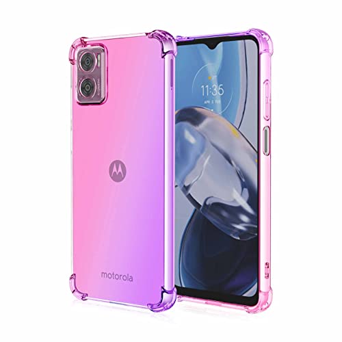 AMWEI Silikon Hülle für Motorola Moto e22 / e22i Case, Handyhülle Transparent Dünne Weiche Gradient TPU Soft Stoßfest Durchsichtige Schutzhülle Cover Bumper (Pink Lila) von AMWEI