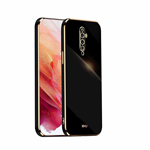 AMWEI Silikon Hülle für Oppo Reno 2Z (Reno2 Z) Case, Handyhülle Golden Galvanisierrahmen Dünne Weiche TPU Soft Stoßfest Schutzhülle Cover Bumper - Schwarz von AMWEI