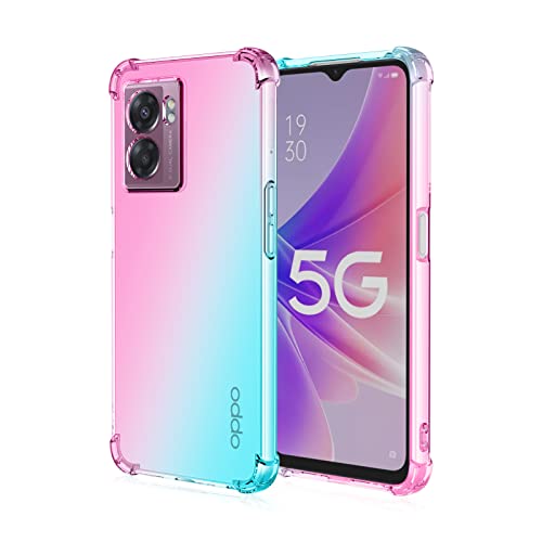 AMWEI Silikon Hülle für Realme Narzo 50 5G (6.6") Case, Handyhülle Transparent Dünne Weiche Gradient TPU Soft Stoßfest Durchsichtige Schutzhülle Cover Bumper (Rosa Grün) von AMWEI