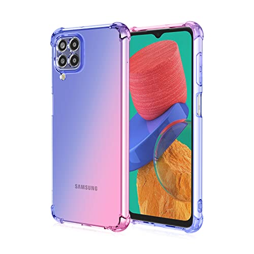 AMWEI Silikon Hülle für Samsung Galaxy M53 5G Case, Handyhülle Transparent Dünne Weiche Gradient TPU Soft Stoßfest Durchsichtige Schutzhülle Cover Bumper (Blau Rosa) von AMWEI