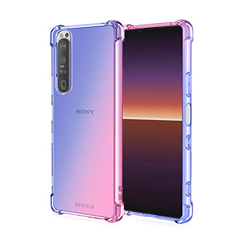 AMWEI Silikon Hülle für Sony Xperia 1 IV Case, Handyhülle Transparent Dünne Weiche Gradient TPU Soft Stoßfest Durchsichtige Schutzhülle Cover Bumper (Blau Rosa) von AMWEI