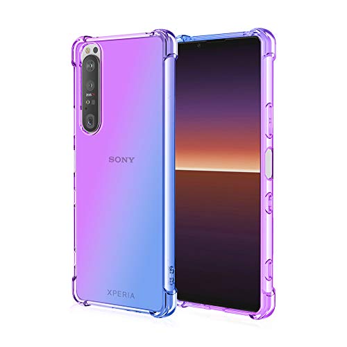 AMWEI Silikon Hülle für Sony Xperia 1 IV Case, Handyhülle Transparent Dünne Weiche Gradient TPU Soft Stoßfest Durchsichtige Schutzhülle Cover Bumper (Lila Blau) von AMWEI