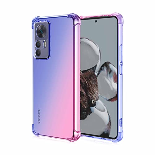 AMWEI Silikon Hülle für Xiaomi Mi 12T 5G Case, Handyhülle Transparent Dünne Weiche Gradient TPU Soft Stoßfest Durchsichtige Schutzhülle Cover Bumper (Blau Rosa) von AMWEI