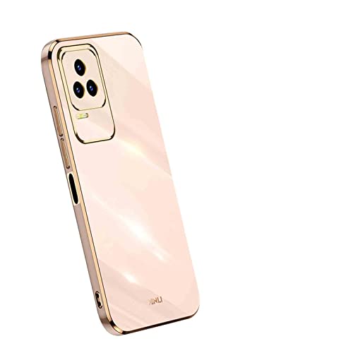 AMWEI Silikon Hülle für Xiaomi Poco F4 Case, Handyhülle Golden Galvanisierrahmen Dünne Weiche TPU Soft Stoßfest Schutzhülle Cover Bumper - Rosa von AMWEI