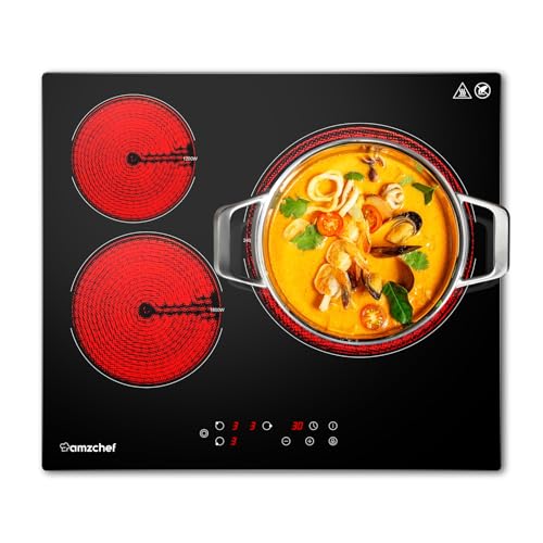 AMZCHEF Glaskeramikkochfeld 3 platten 5400W,Einbau Glaskeramikkochfeld 60 cm mit 9 Stufen,Max Power Zone 2400W,Auto Shut-Off, Timer,Sicherheitsverriegelung,Schwarz AMZCHEF Glaskeramikkochfeld 3 platten 5400W,Einbau Glaskeramikkochfeld 60 cm mit 9 Stufen,Max Power Zone 2400W,Auto Shut-Off, Timer,Sicherheitsverriegelung,Schwarz von AMZCHEF