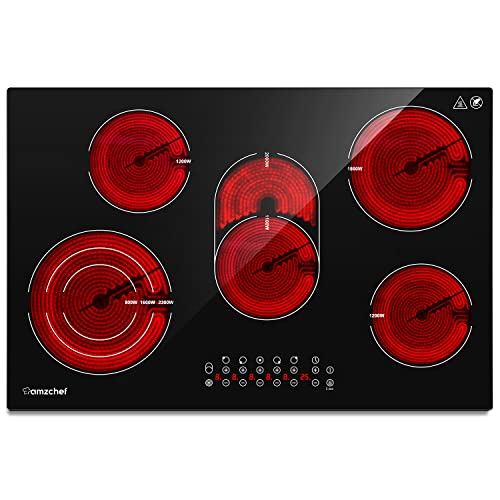 AMZCHEF Glaskeramikkochfeld 5 Zonen, Elektrokochfeld 77cm mit 9 Leistungsstufen, Dreifach- und Bräterzone,Abschaltautomatik, Sicherheitsschloss,Timerfunktion,7295W AMZCHEF Glaskeramikkochfeld 5 Zonen, Elektrokochfeld 77cm mit 9 Leistungsstufen, Dreifach- und Bräterzone,Abschaltautomatik, Sicherheitsschloss,Timerfunktion,7295W von AMZCHEF