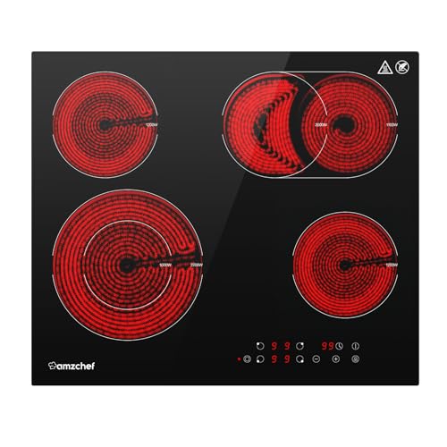 AMZCHEF glaskeramikkochfeld 60cm, herdplatte 4 kochfelder 6600W mit 9 Stufen, Dual-Zone und Bratzone, eingebautes Kochfeld mit Auto Shut-Off, Timer, Sicherheitsverriegelung AMZCHEF glaskeramikkochfeld 60cm, herdplatte 4 kochfelder 6600W mit 9 Stufen, Dual-Zone und Bratzone, eingebautes Kochfeld mit Auto Shut-Off, Timer, Sicherheitsverriegelung von AMZCHEF