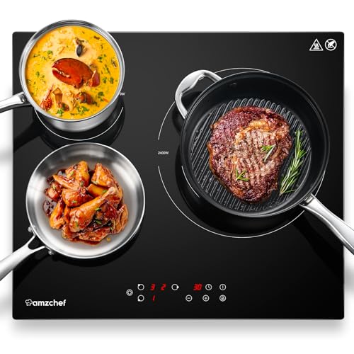 Glaskeramikkochfeld 3 Platten, AMZCHEF Glaskeramikkochfeld 60cm mit 9-Stufen, Dual Zone 2400W Max mit automatischer Abschaltung, Timer, Sicherheitsschloss, 5400W Glaskeramikkochfeld 3 Platten, AMZCHEF Glaskeramikkochfeld 60cm mit 9-Stufen, Dual Zone 2400W Max mit automatischer Abschaltung, Timer, Sicherheitsschloss, 5400W von AMZCHEF