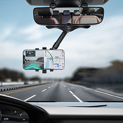 360 Grad Drehbarer Und Einziehbarer Autotelefonhalter,Handyhalterung Auto Fahrzeug Rückspiegel Smartphone Halterung Halterung Multifunktionaler Einstellbarer Auto-Rückspiegel-Handyhalter von AMZLORD
