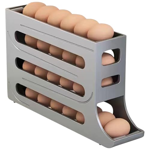 AMZLORD Automatisch rollender Eierablage-Organizer, platzsparender rollender Eierspender, Organizer for 30 Eier, Kühlschrank-Eier-Aufbewahrungsbehälter, 4-lagig, for Kühlschrank, Küchenschrä von AMZLORD