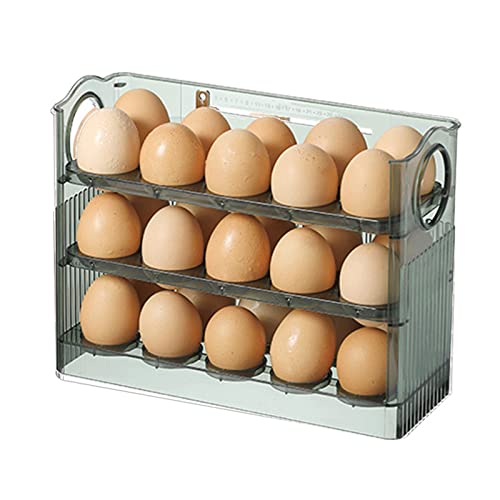 AMZLORD Eieraufbewahrungsbehälter mit 30 Gittern und Zeitskala, 3 Ebenen, vertikaler Eier-Organizer, frischhaltend, große Kapazität for Küchenarbeitsplatten-Zubehör von AMZLORD