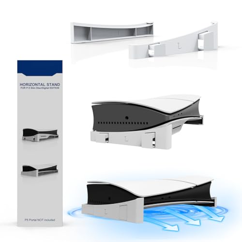 AMZLORD Horizontaler Stand mit Anti-Slip Mads Side Stand Base Accessoires Host-Rack-Speicherhalter Sparsparung for Playstation 5 Slim Disc & Digital Edition von AMZLORD