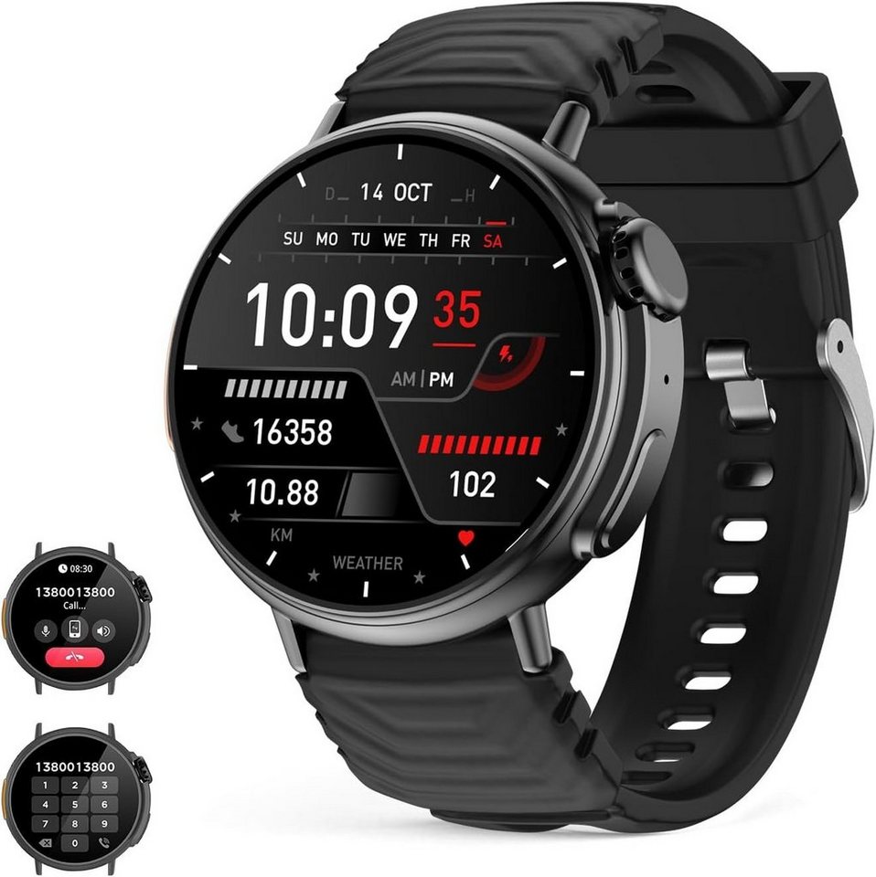 AMZSA Smartwatch (1,52 Zoll, Android iOS), Damen herren mit telefonfunktion schlaftracker sportuhr armbanduhr von AMZSA