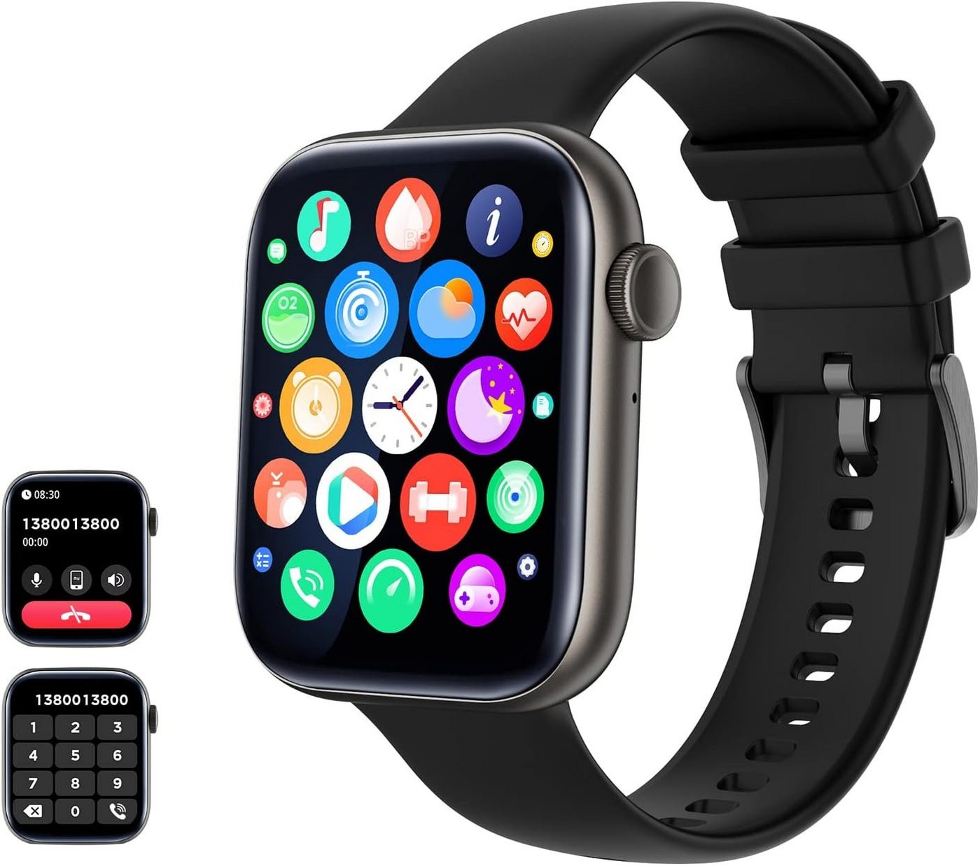 AMZSA Smartwatch (1,8 Zoll, Android iOS), Damen herren mit telefonfunktion schlaftracker sportuhr armbanduhr von AMZSA
