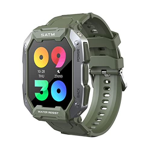 Smartwatch, Tracker Herren Uhren 1.71" Aktivitätstracker mit Fitness Uhr Tracker Armbanduhr mit Pulsuhr IP68 Wasserdicht 24 Sportmodi Sportuhr Schrittzähler für Android kompatibel mit iPhone von AMZSA