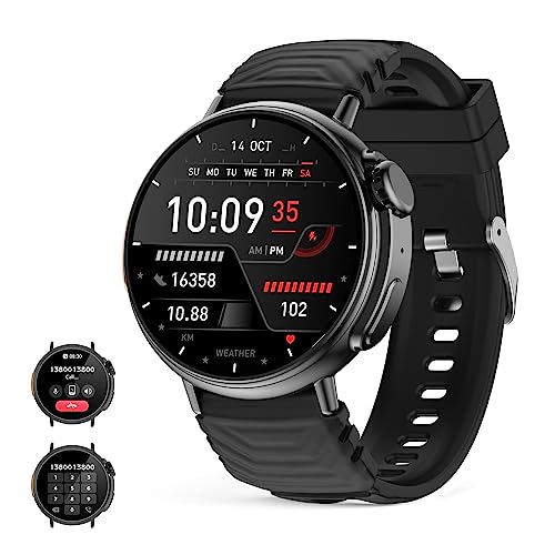 Smartwatch Ultra Damen Herren mit Telefonfunktion (Anruf empfangen/tätigen), 1,52" rundes HD-Display,Fitnessuhr mit Schlaftracker,120+ Sportmodi sportuhr Fitness Uhr Armbanduhr für Android IOS von AMZSA