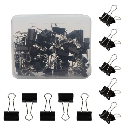 AMZSKU original mauly Klemmer (50 Stück) 19 mm | Befestigung mit 7 mm zum Klemmen von bis zu 70 Blatt Papier | vielseitig einsetzbar im Büro, als Küchen Gadgets und im Haushalt (Schwarz) von AMZSKU