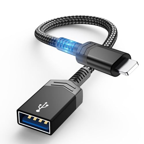 OTG Kamera-Adapter für iPhone [Apple MFI zertifiziert], Lightning auf USB 3.0-Adapter, unterstützt Kamera, Kartenleser, USB-Stick, Tastatur, Maus, Hub, MIDI etc. – Schwarz von AMZTOP