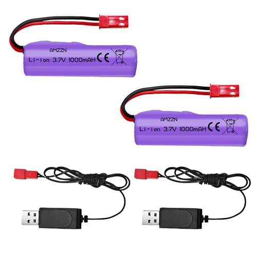 AMZZN 2PCS 3.7V 1000mAh JST-2P Stecker Li Ion Batterie mit USB Ladekabel für Huina 1337 1338 1516 1517 Fernbedienung Ingenieurfahrzeug, RC Fernbedienung Spielzeug Auto Backup Batterie AMZZN 2PCS 3.7V 1000mAh JST-2P Stecker Li Ion Batterie mit USB Ladekabel für Huina 1337 1338 1516 1517 Fernbedienung Ingenieurfahrzeug, RC Fernbedienung Spielzeug Auto Backup Batterie von AMZZN
