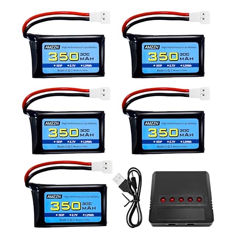 AMZZN 5 Stück 3,7V 350mAh 1S Lipo Akku Molex Plug mit Ladegerät 5-in-1 für Syma X11C WLToys V911S Fernbedienung Drohne, XK A150 BF-109 FX651 FX621 Z60 Jet F-16 F-22 F-35 Segelflugzeug AMZZN 5 Stück 3,7V 350mAh 1S Lipo Akku Molex Plug mit Ladegerät 5-in-1 für Syma X11C WLToys V911S Fernbedienung Drohne, XK A150 BF-109 FX651 FX621 Z60 Jet F-16 F-22 F-35 Segelflugzeug von AMZZN