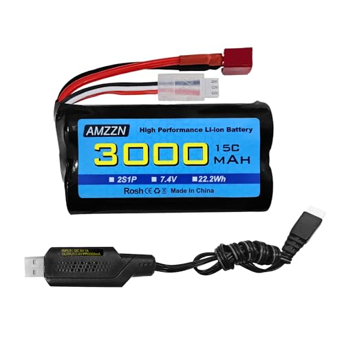 AMZZN 7.4V 3000mah 15C 2S T-förmiger Stecker Li Ion Akku mit USB Ladekabel für WLtoys 12423 12401 12403 12428 RC Autos,1/10,1/12,1/16 Verhältnis RC LKWs,RC Schiff Engineering Fahrzeug Backup Batterie AMZZN 7.4V 3000mah 15C 2S T-förmiger Stecker Li Ion Akku mit USB Ladekabel für WLtoys 12423 12401 12403 12428 RC Autos,1/10,1/12,1/16 Verhältnis RC LKWs,RC Schiff Engineering Fahrzeug Backup Batterie von AMZZN
