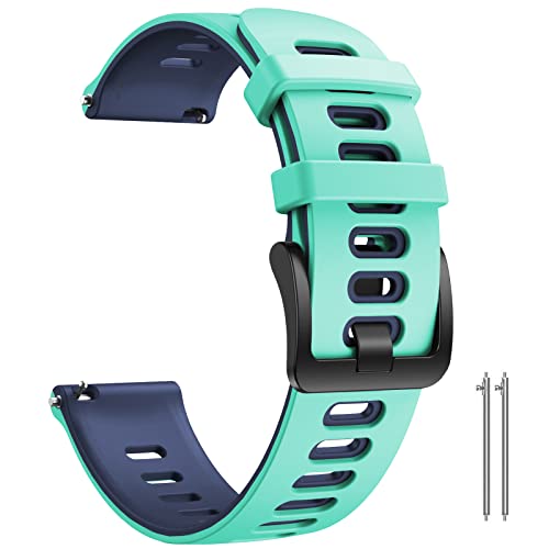 ANBEST 22mm Armbänder Kompatibel mit Garmin Vivoactive 4/Venu 2/Active Armband, Sport Silikon Uhrenarmband für Gear S3/Galaxy Watch 46mm/Gear S3 Frontier/Galaxy Watch 3 45mm, Minze/Blau von ANBEST