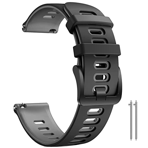 ANBEST 22mm Armbänder Kompatibel mit Garmin Vivoactive 4/Venu 2/Active Armband, Sport Silikon Uhrenarmband für Gear S3/Galaxy Watch 46mm/Gear S3 Frontier/Galaxy Watch 3 45mm, Schwarz/Grau von ANBEST